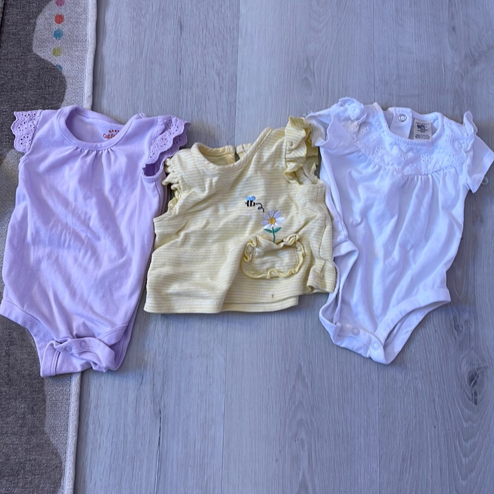 0-3 month bundle of 3 girl tops.